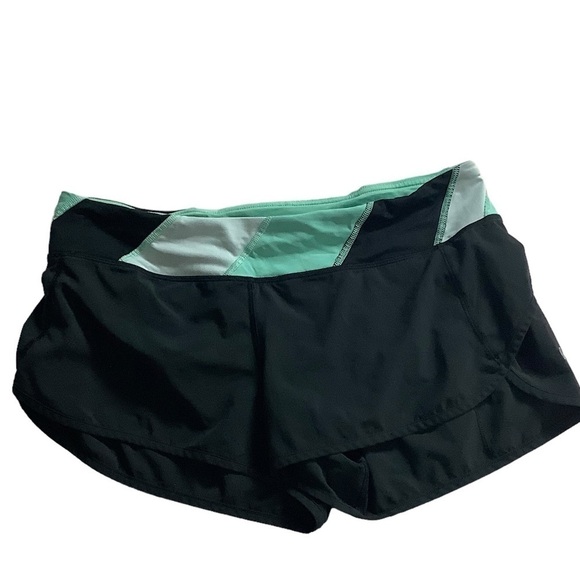Lululemon Women’s Athletic Shorts Size 10 Black / Mint Green - Picture 1 of 8